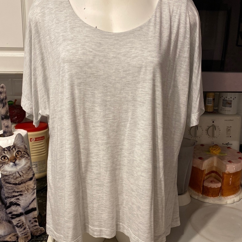 Z womens PureJill casual solid gray short sleeve stretch regular size top XL